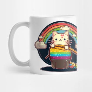 cat kawaii rainbow katana Mug